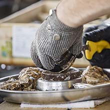 Shucking oysters to order at the Oyster Bar